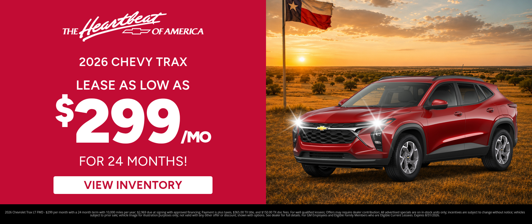 Best lease payments on a 2026 Chevrolet Trax near Robstown, Texas
