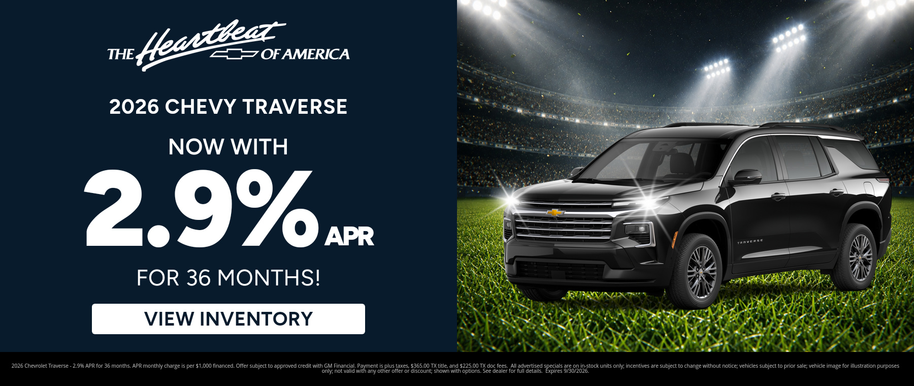 Best finance rates on a 2026 Chevrolet Traverse near Alice, Texas