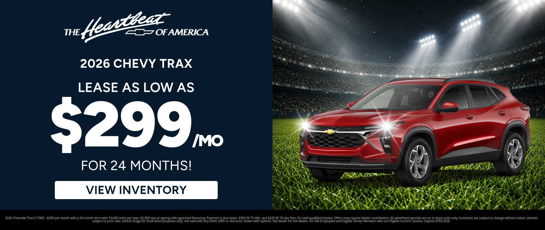 Best lease payments on a 2026 Chevrolet Trax near Portland, Texas