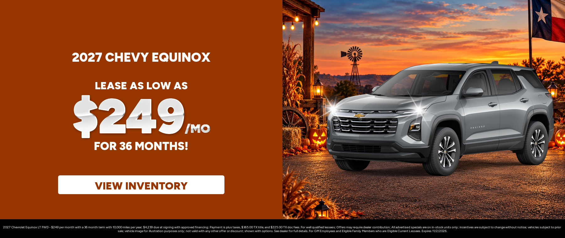 Best lease payments on a 2027 Chevrolet Equinox near Corpus Christi, TX