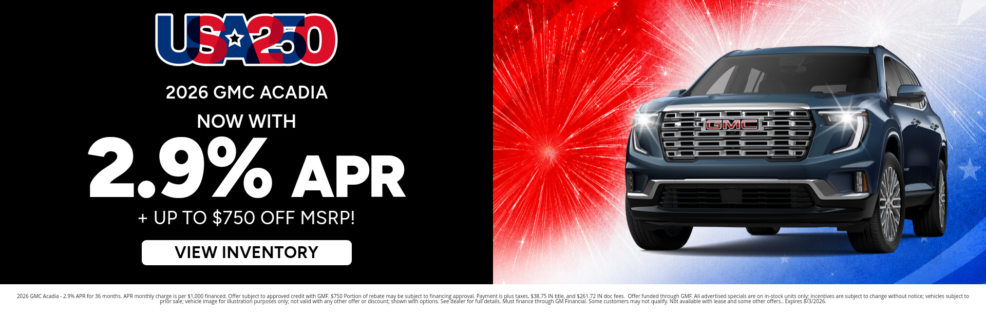 Save on a new 2026 GMC Acadia special offer near Avon, Indiana