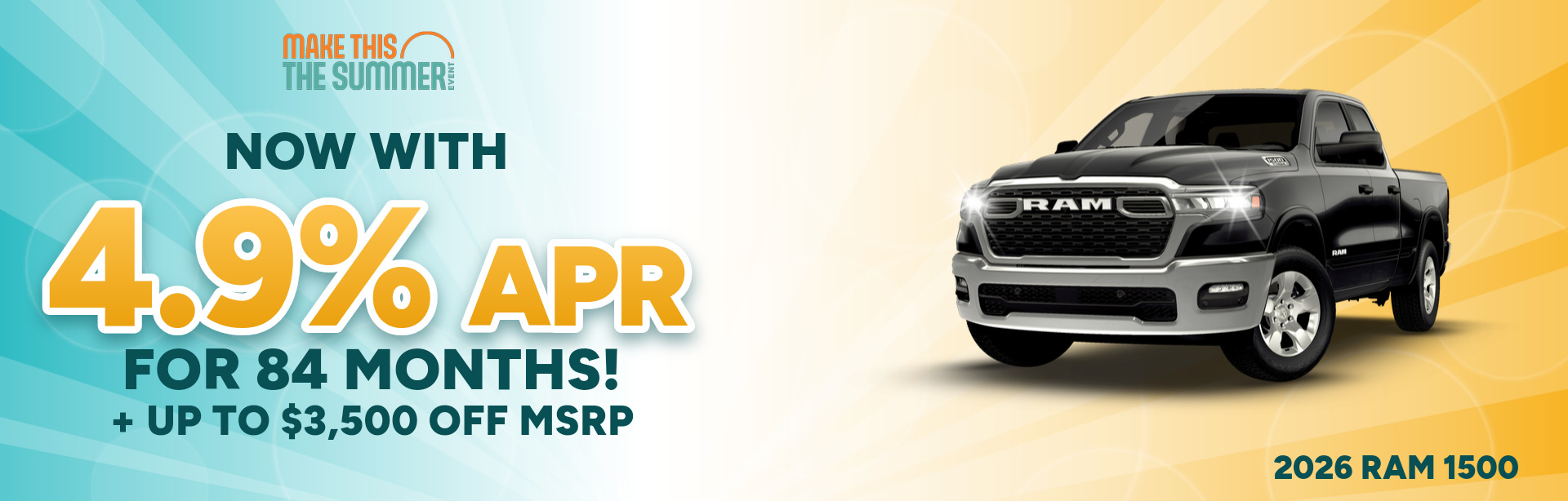 Save on a new 2026 RAM 1500 with this special offer near Greencastle, IN