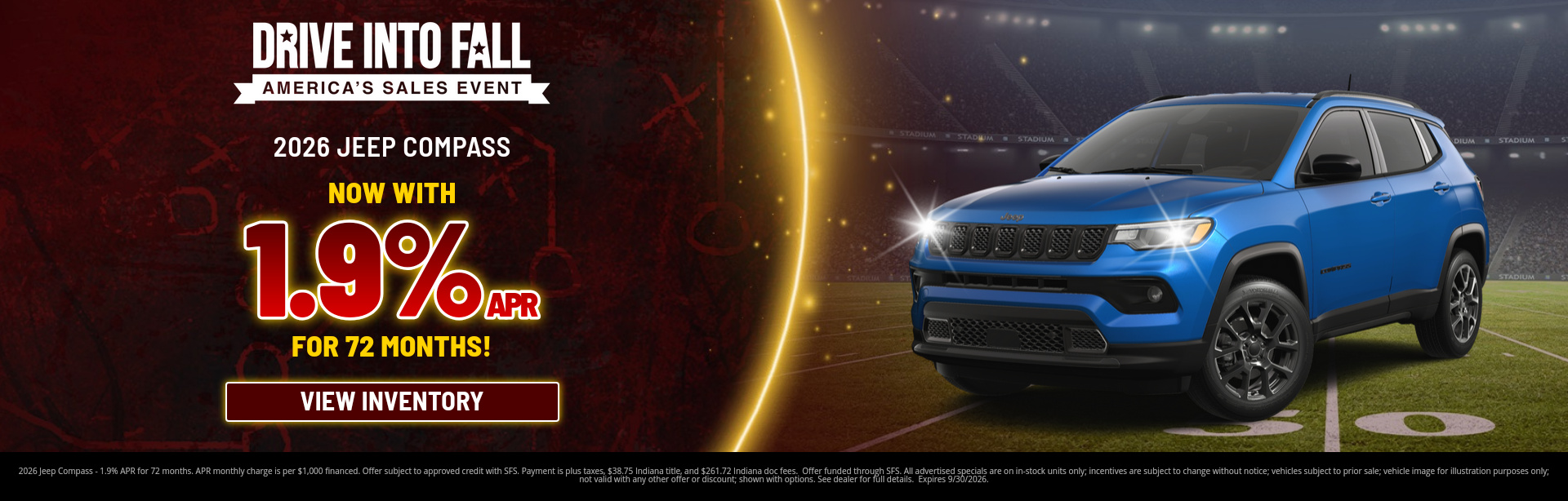 Best finance rates on a 2026 Jeep Compass near Greencastle, Indiana