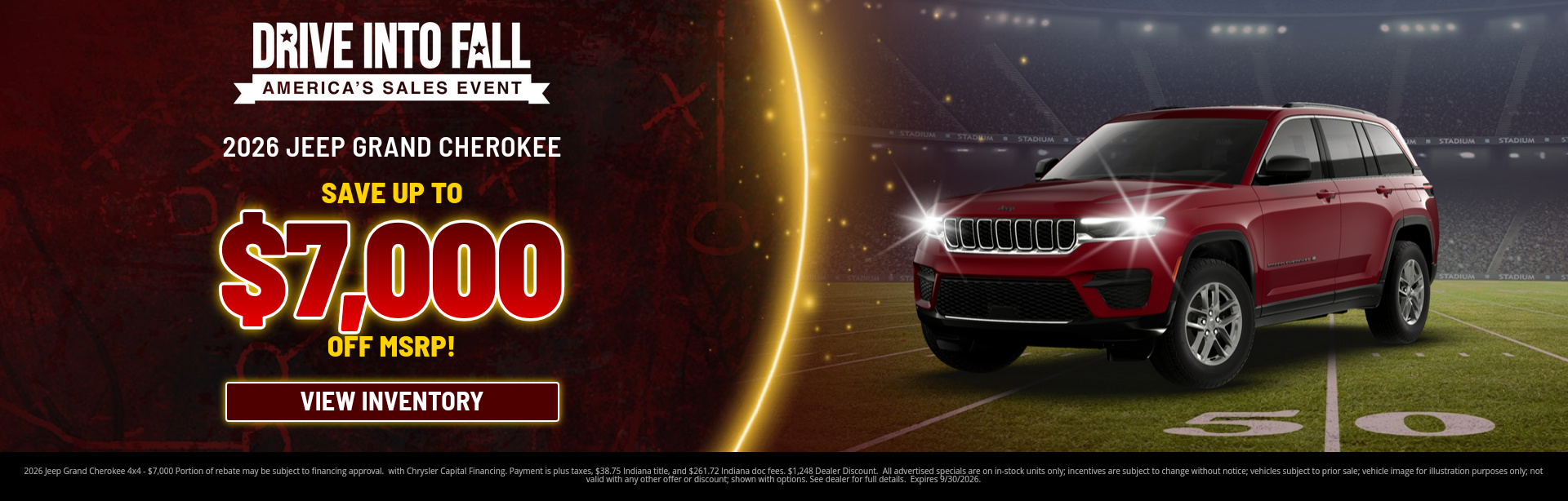 Rebate special on a 2026 Jeep Grand Cherokee near Brazil, IN