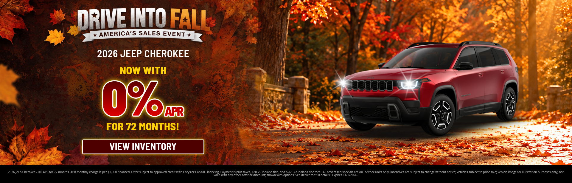 Best finance rates on a 2026 Jeep Cherokee near Terre Haute, Indiana