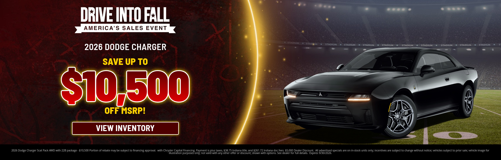 Rebate special on a 2026 Dodge Charger near Lafayette, IN