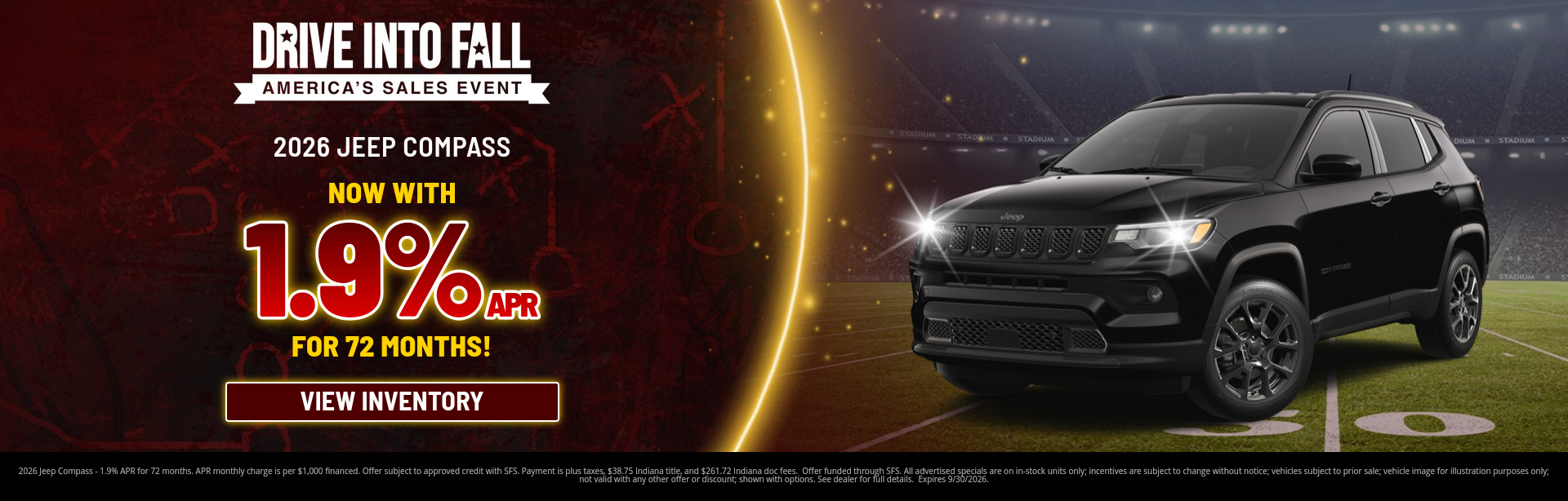 Best finance rates on a 2026 Jeep Compass near Brownsburg, Indiana