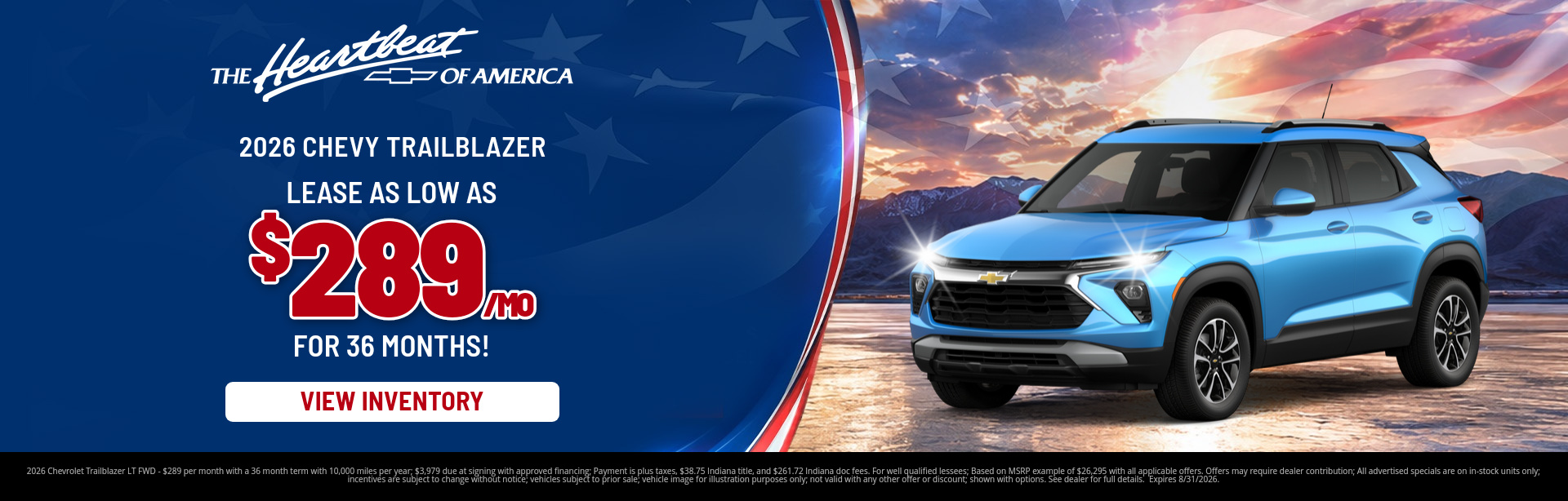 Best lease payments on a 2026 Chevrolet Trailblazer near Sullivan, IN