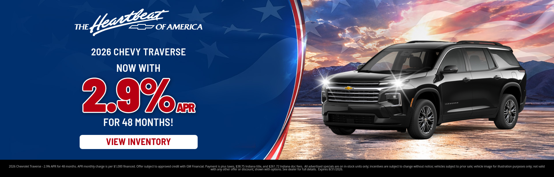 Best finance rates on a 2026 Chevrolet Traverse near Sullivan, Indiana