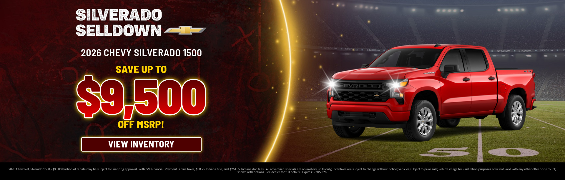 Rebate special on a 2026 Chevrolet Silverado 1500 near Brazil, IN