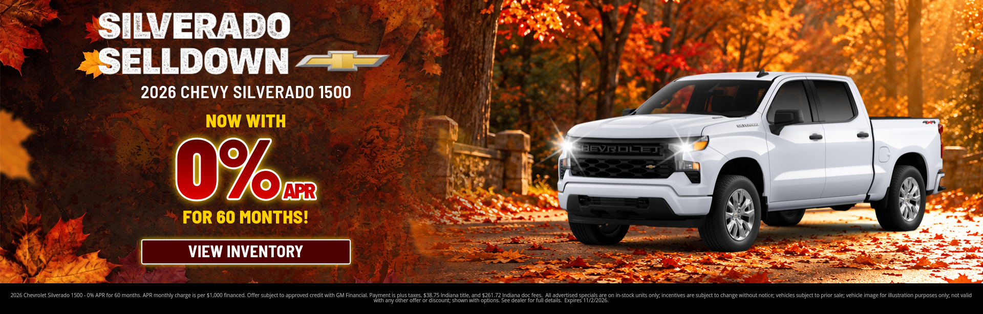 Best finance rates on a 2026 Chevrolet Silverado 1500 near Cloverdale, IN