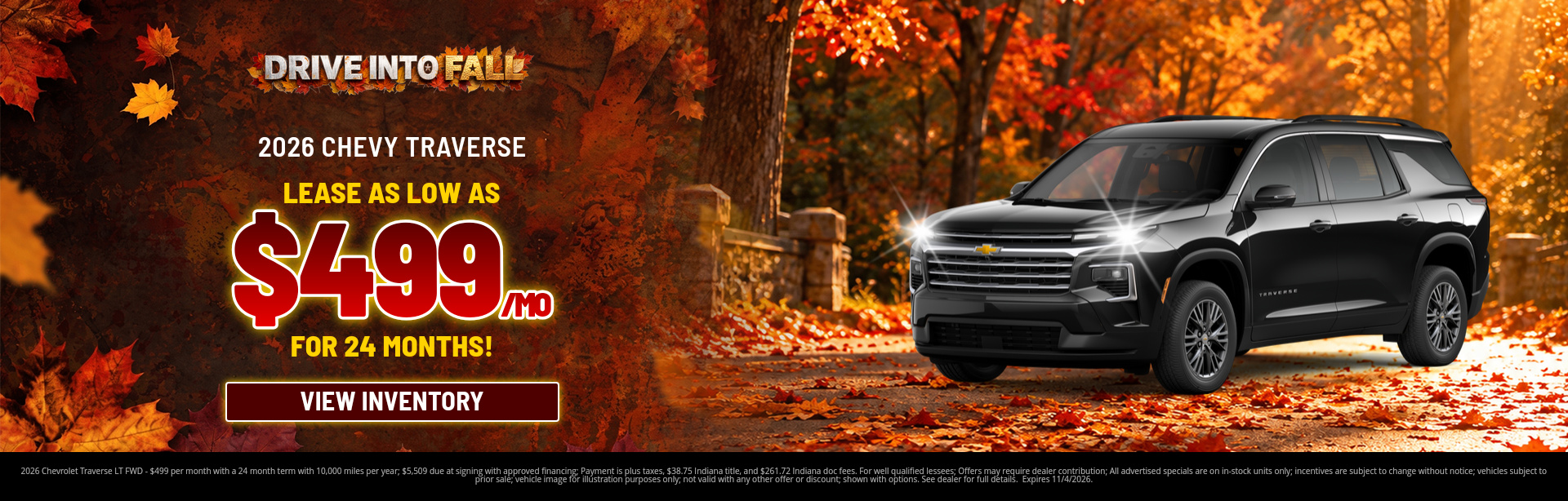 Best lease payments on a 2026 Chevrolet Traverse near Brazil, IN