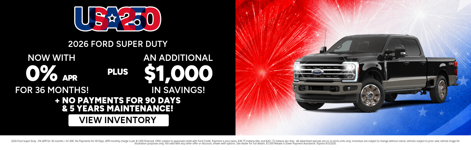 Best finance rates on a 2026 Ford Super Duty near Brazil, IN