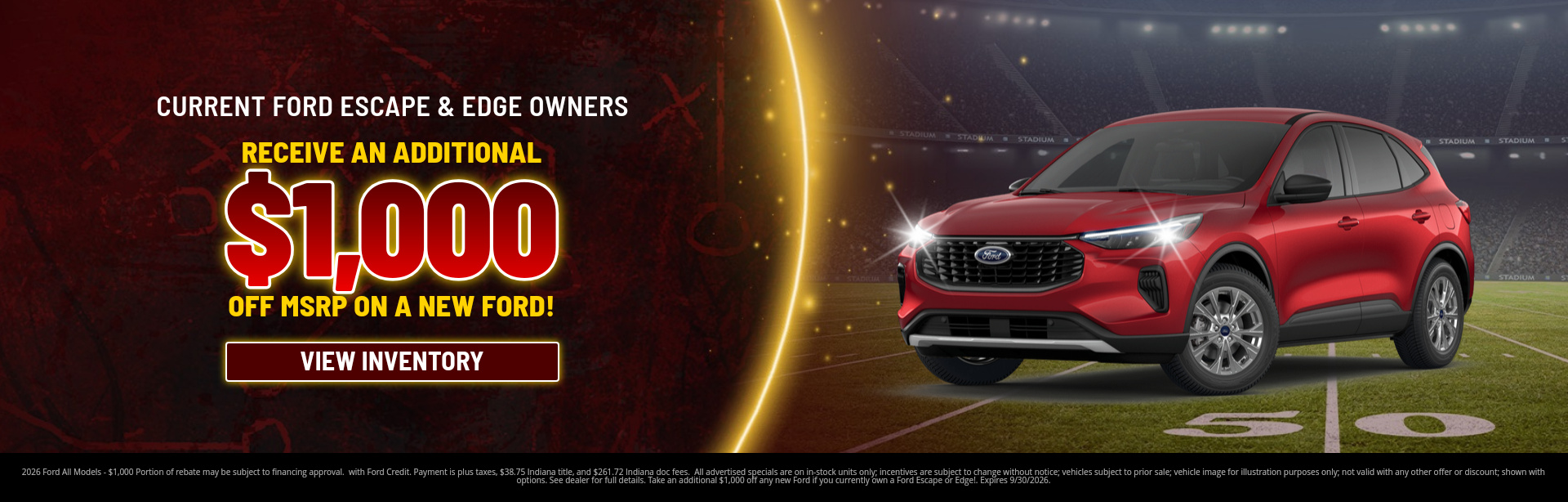 Rebate special on a 2026 Ford All Models near Terre Haute, IN