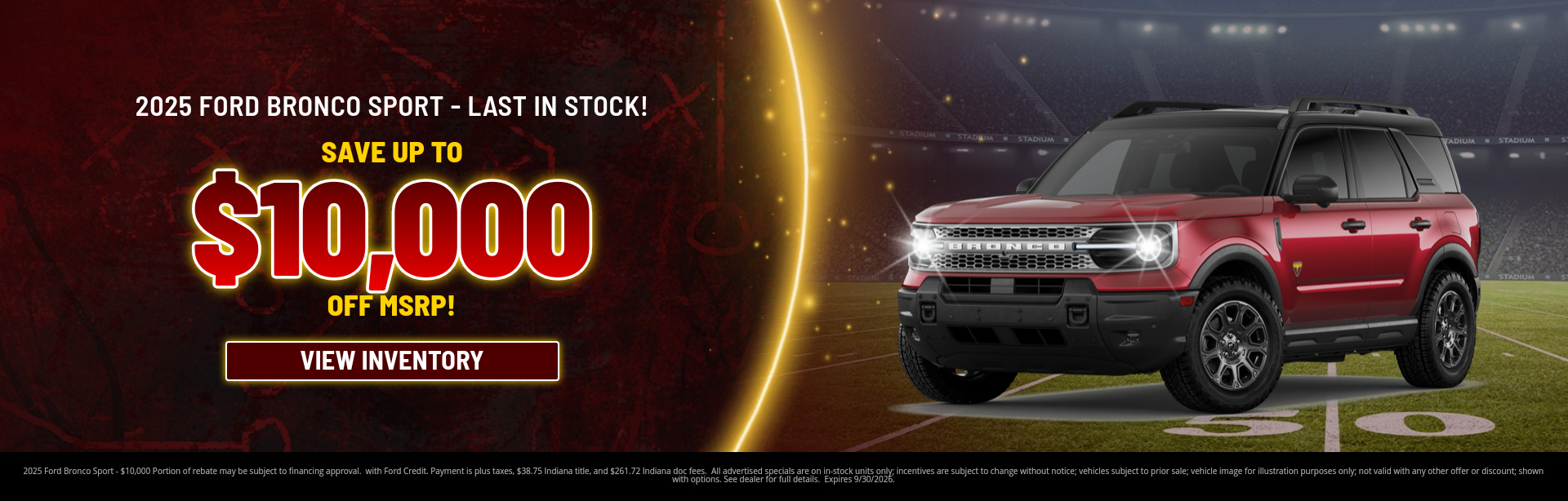 Rebate special on a 2025 Ford Bronco Sport near Terre Haute, IN