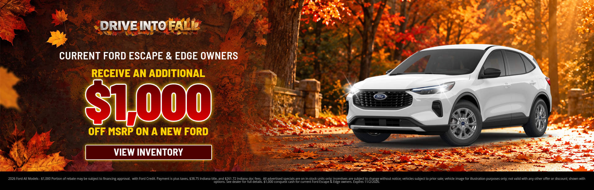 Rebate special on a 2026 Ford All Models near Terre Haute, IN