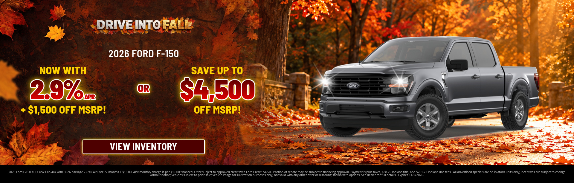 Save on a new 2026 Ford F-150 with this special offer near Brazil, Indiana