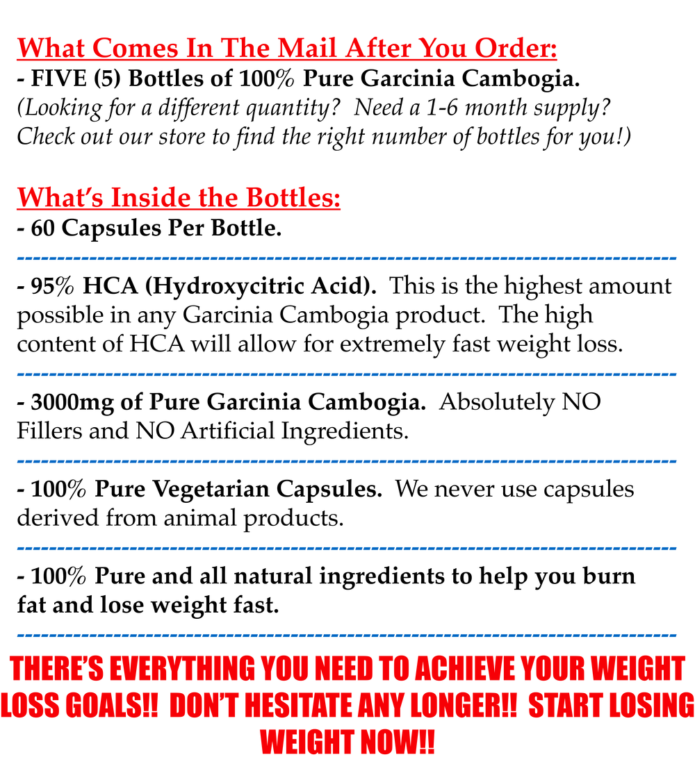 5 Pack GARCINIA CAMBOGIA 95% HCA Diet Pills Weight Loss Fat Burner 3000mg 6 5 Pack GARCINIA CAMBOGIA 95% HCA Diet Pills Weight Loss Fat Burner 3000mg 6