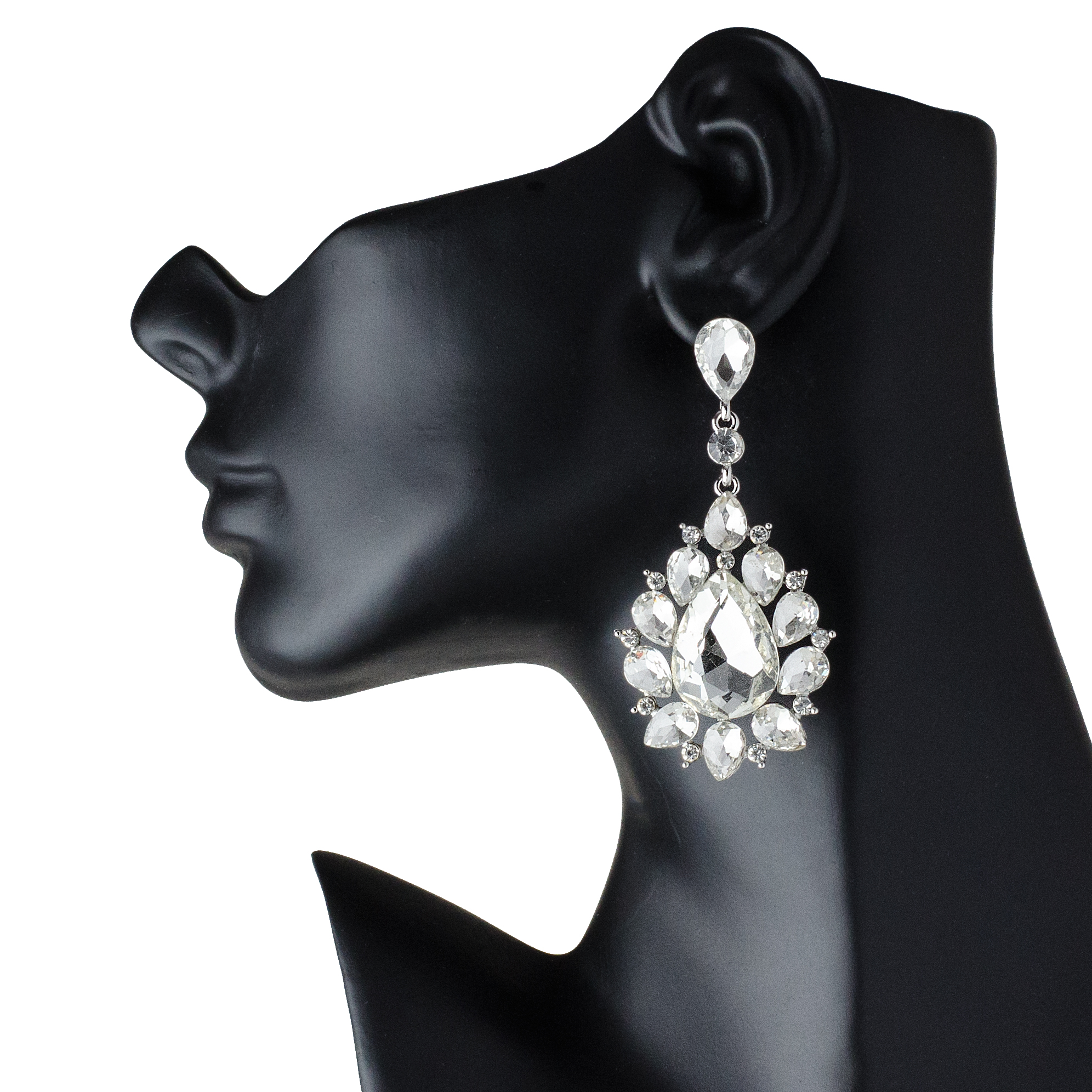 Details About Drag Queen Big Crystal Chandelier Earrings Stage Pageant Bridal Costume Jewelry