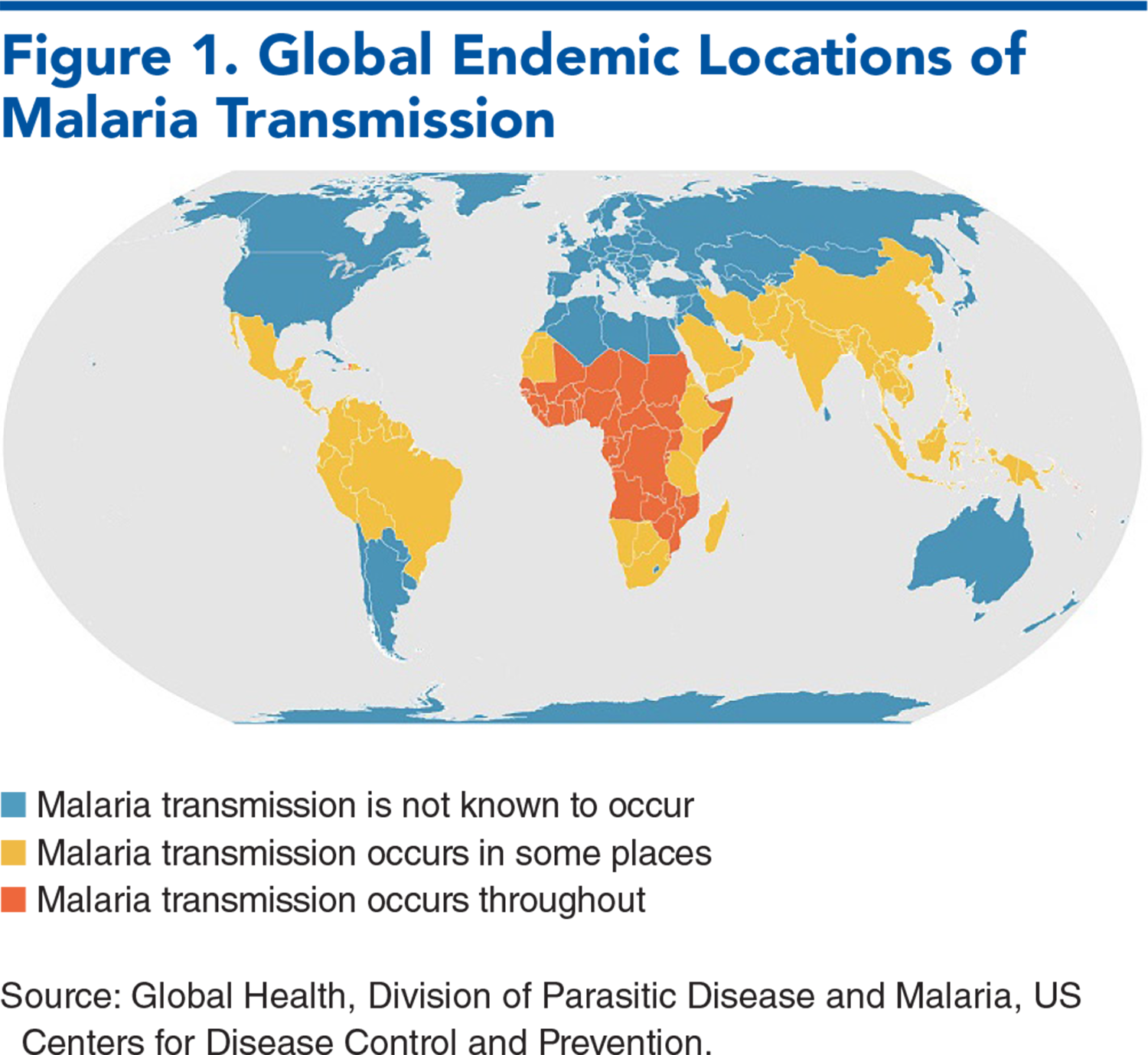 Figure 1. Global Endemic Locations of Malaria Transmission