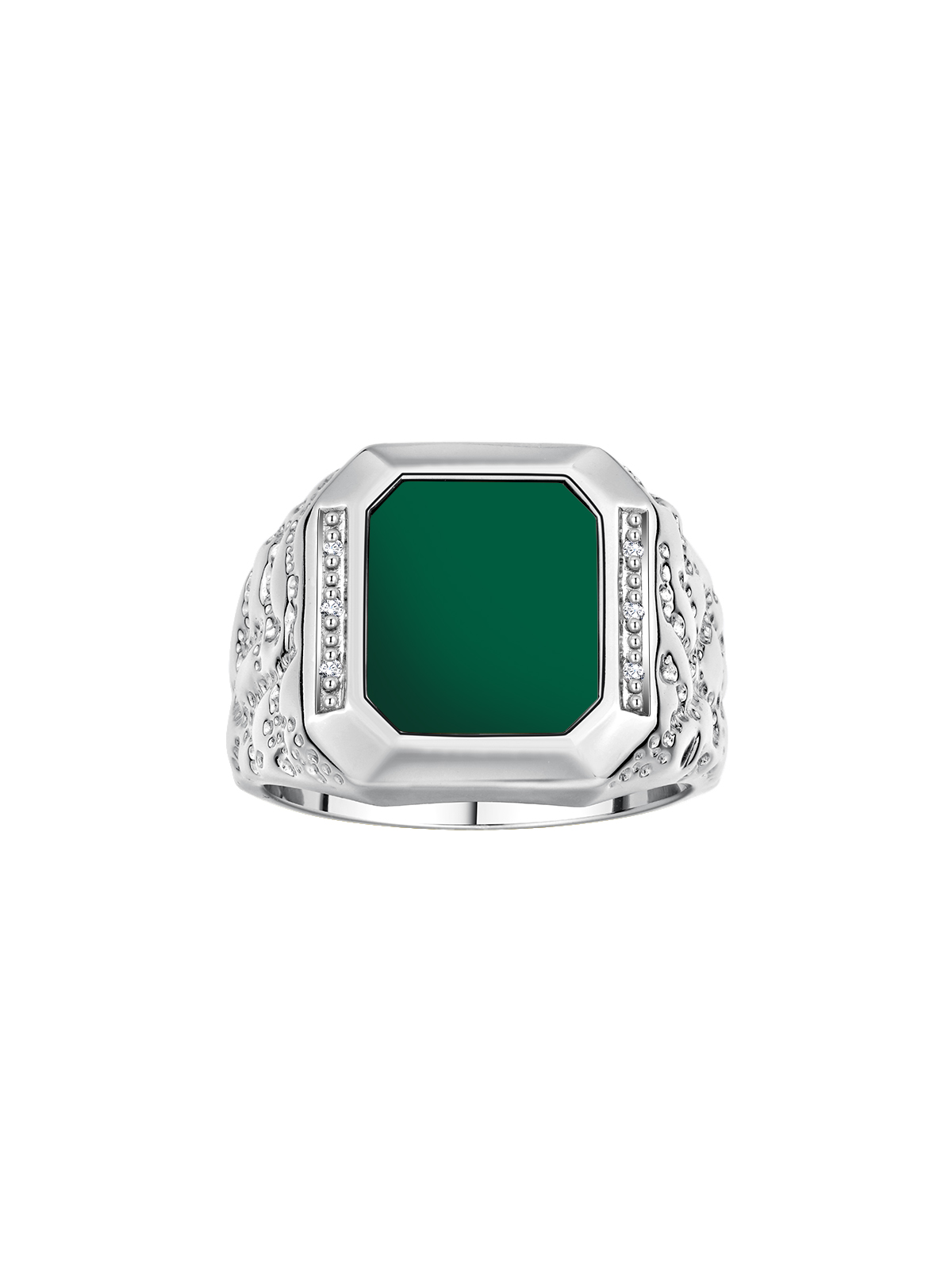 Rylos 925 Sterling Silver Green Quartz Rectangle Shape Designer Ring Size 8-13 - Picture 1 of 5