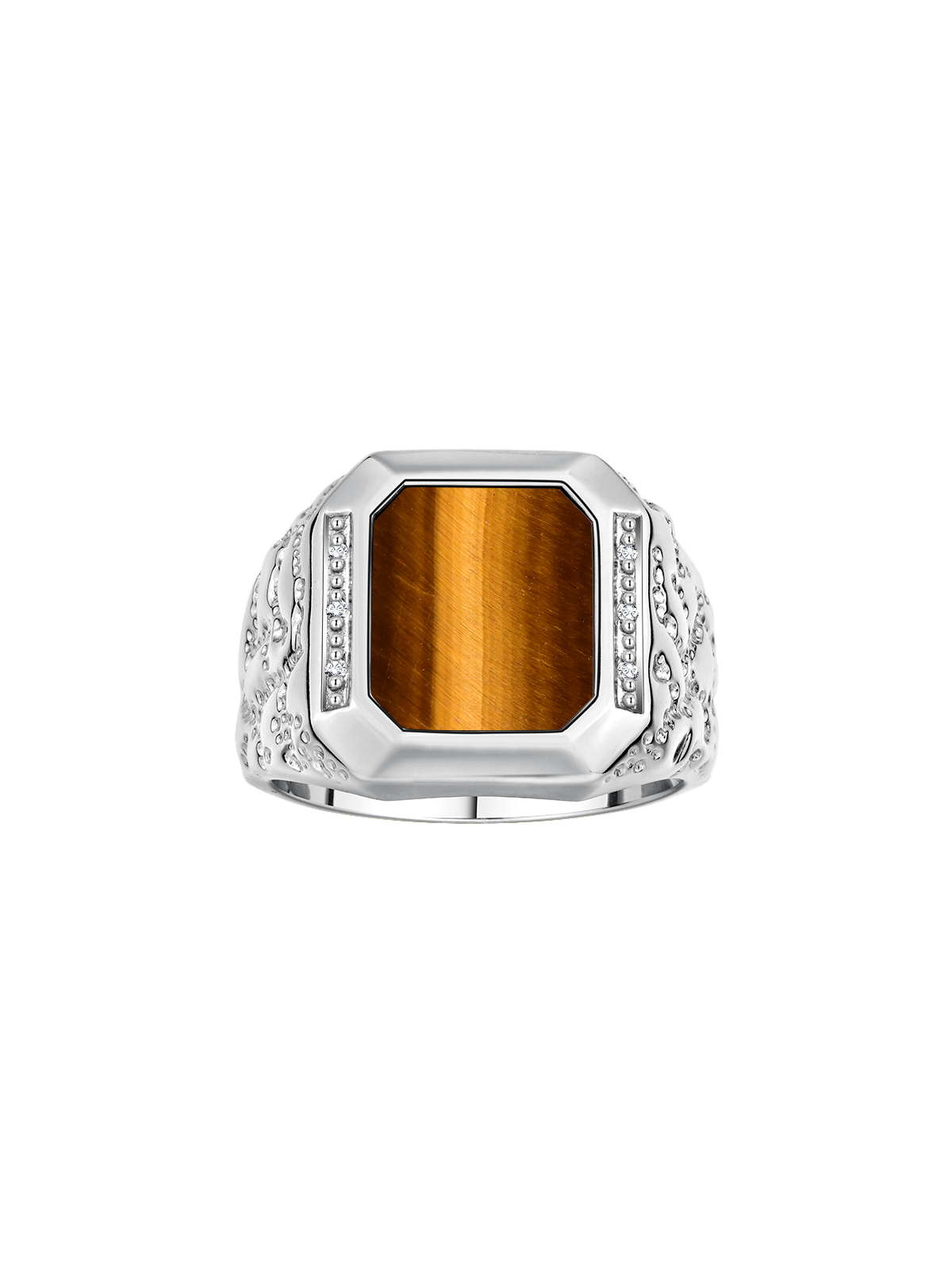 Rylos 925 Sterling Silver Tiger Eye Rectangle Shape Designer Ring Size 8-13 - Picture 1 of 5