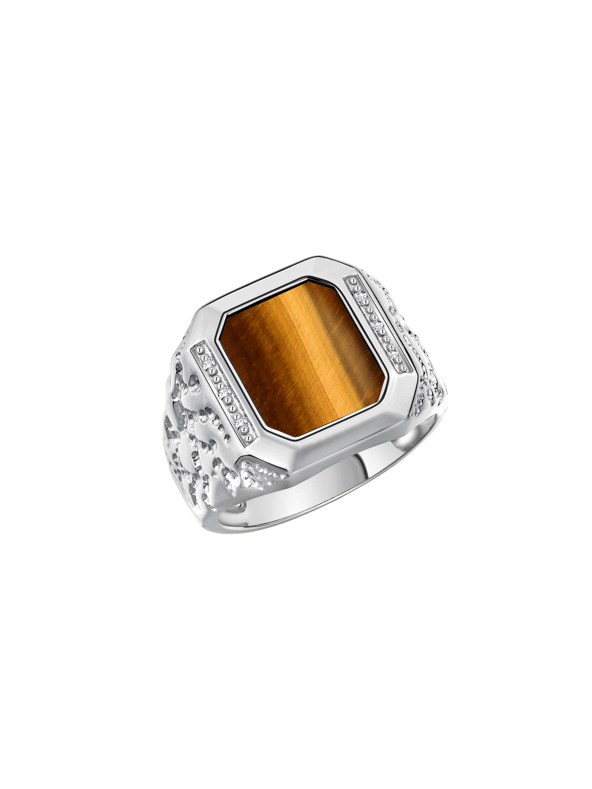 Rylos 925 Sterling Silver Tiger Eye Rectangle Shape Designer Ring Size 8-13 - Picture 3 of 5