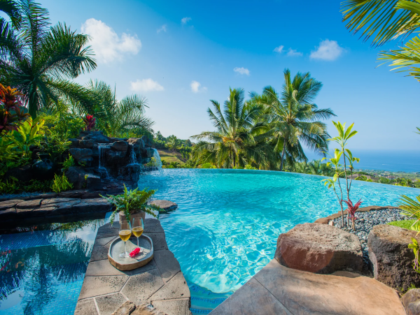 Elegant Kona Coast Retreat with Panoramic Ocean Views & Infinity Pool