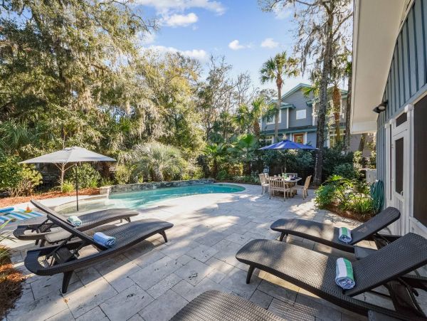 Hilton Head Walk to Beach Vacation Pool Home 3 Bedrooms