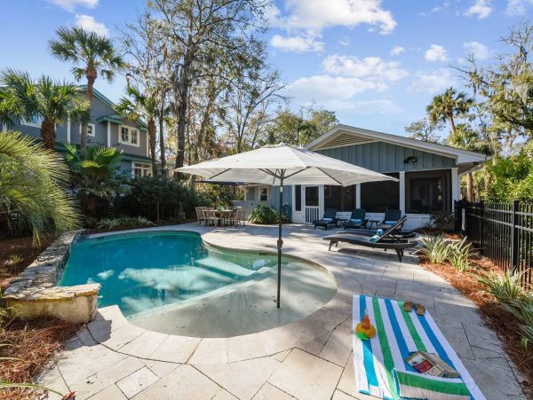 Hilton Head Walk to Beach Vacation Pool Home 3 Bedrooms