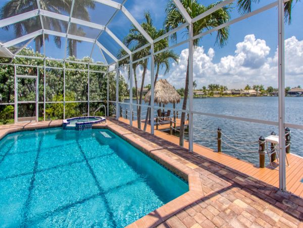 Lake Front Vacation Home in Cape Coral with Pool & Boat Dock