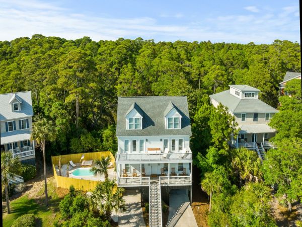 Coastal Chic 6-Bedroom Retreat with Private Pool, Steps from Folly Beach