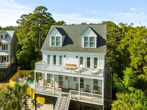 Coastal Chic 6-Bedroom Retreat with Private Pool, Steps from Folly Beach
