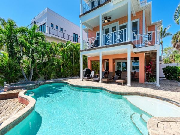 Water Views Holmes Beach Vacation Pool Home Five Bedroom