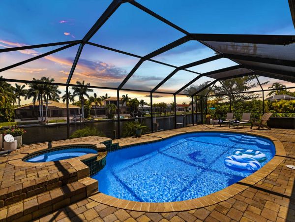 Cape Coral Vacation Pool Home Canal Views Three Bedroom