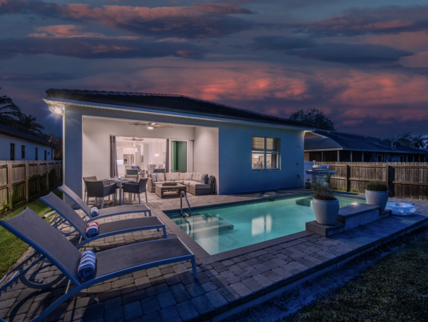 Luxury Three Bedroom Home with Private Heated Pool and Spacious Outdoor Seating Area