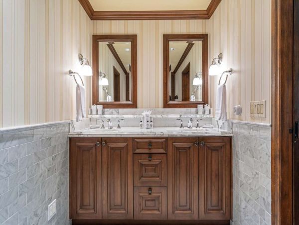 The master en suite with double vanity.