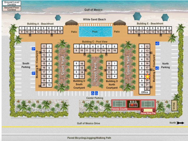 2nd floor Beachside Condo with garden courtyard view