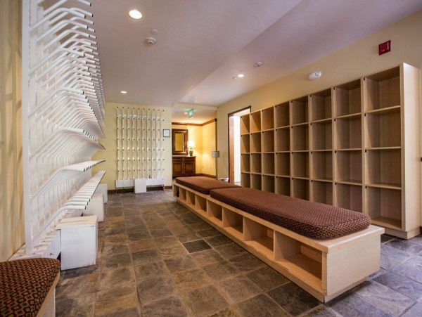 Boot dryers, cubbies, bench seating and ski locker room just down the hall from the unit. Walk out of the locker room directly to Highlands Lift.