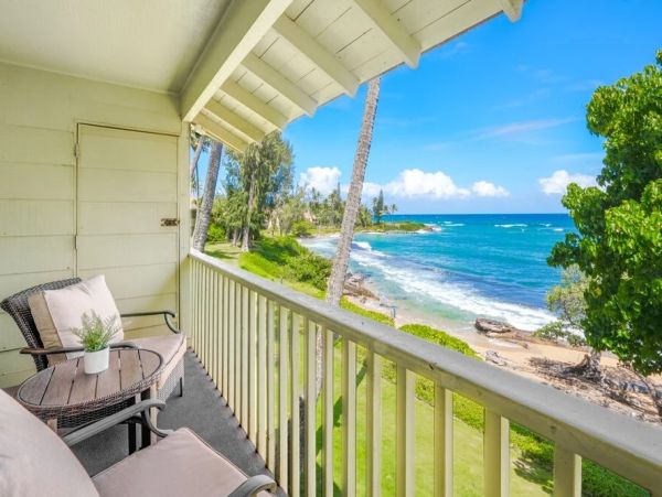 Kapaa Oceanfront Two Bedroom Vacation Rental Condo
