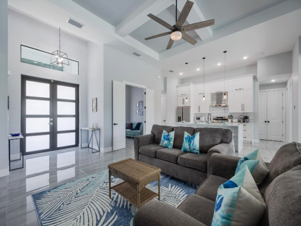 Cape Coral Coastal Elegance Retreat with Caged Pool and Scenic Views