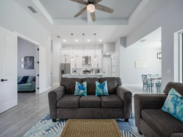 Cape Coral Coastal Elegance Retreat with Caged Pool and Scenic Views