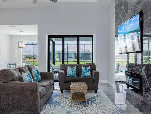 Cape Coral Coastal Elegance Retreat with Caged Pool and Scenic Views