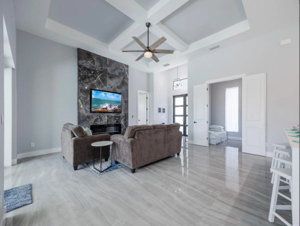 Cape Coral Coastal Elegance Retreat with Caged Pool and Scenic Views