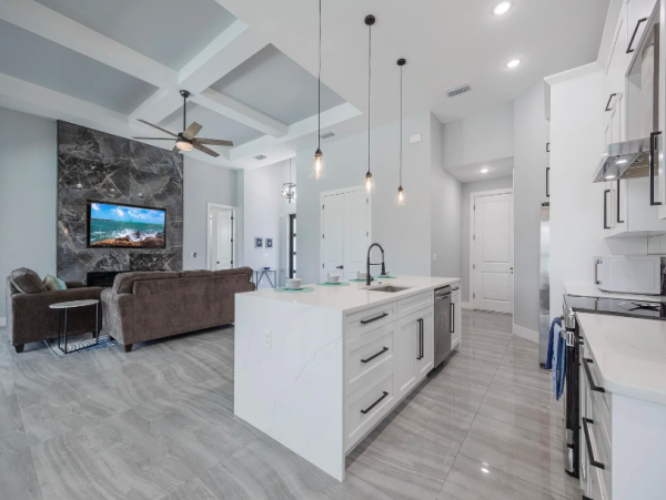 Cape Coral Coastal Elegance Retreat with Caged Pool and Scenic Views