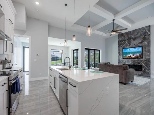 Cape Coral Coastal Elegance Retreat with Caged Pool and Scenic Views
