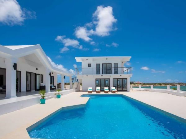 Oceanfront Anguilla Vacation Pool Home Four Bedroom