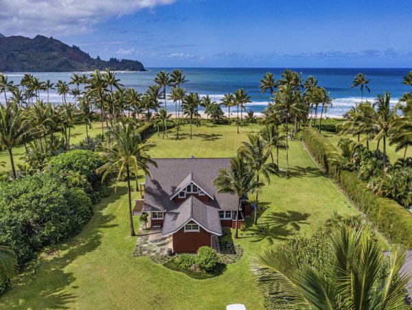 Beachfront Hanalei Bay Retreat Main House Plus Guest Cottage
