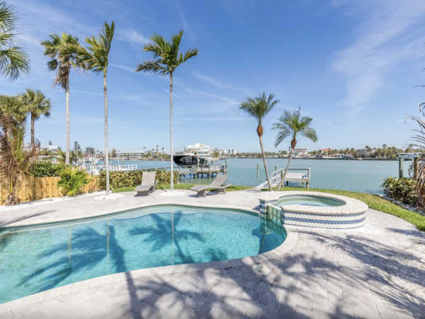Intracoastal Waterfront Vacation Rental with Pool & Spa Treasure Island Luxury Home