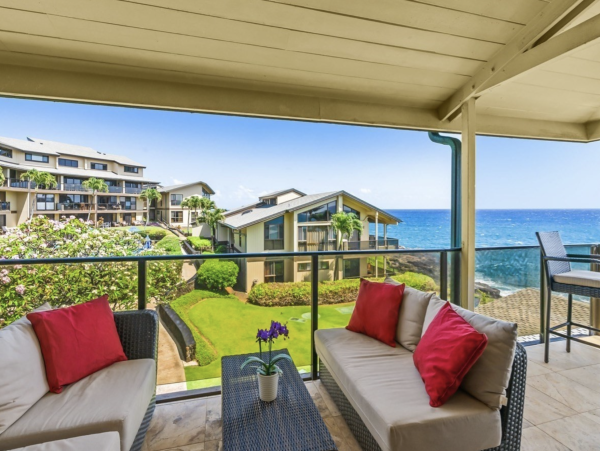 Poipu Beach Vacation Rental Kauai Oceanfront 2-Bedroom Condo with Loft